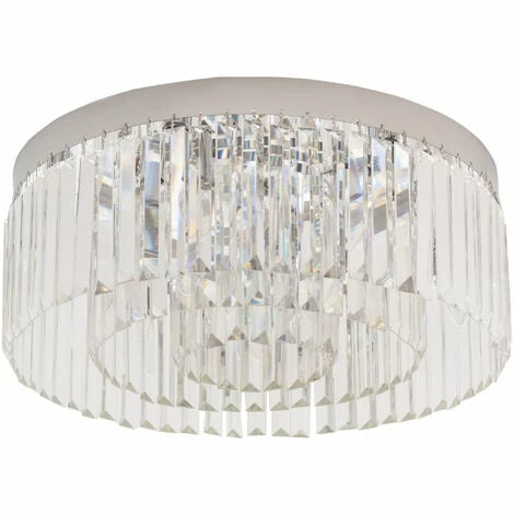 HOMCOM Crystal Ceiling Light Modern Chandeliers w/ 10 Lights & Steel Flush Mount