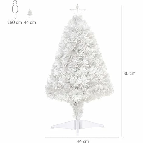 HOMCOM 2.5FT Prelit Artificial Tabletop Christmas Tree w/ Fibre Optics for Desk