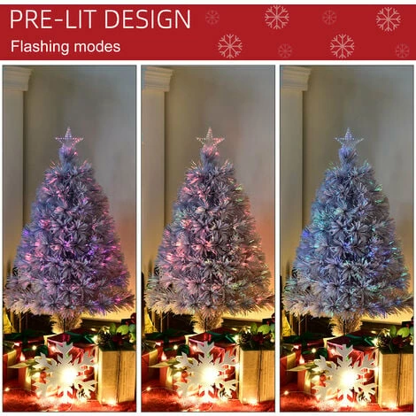 HOMCOM 2.5FT Prelit Artificial Tabletop Christmas Tree w/ Fibre Optics for Desk