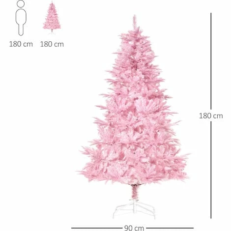 HOMCOM 6FT Artificial Christmas Tree w/ Automatic Open for Home Party Pink