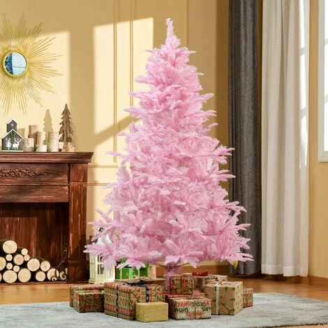 HOMCOM 6FT Artificial Christmas Tree w/ Automatic Open for Home Party Pink
