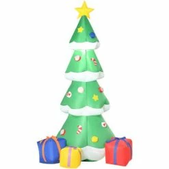 HOMCOM 6ft Tall Inflatable Christmas Tree W/ Star And Multicolour Gift Boxes
