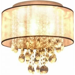 HOMCOM Modern Crystal Chandelier Flush Mount LED Ceiling Light For Bedroom