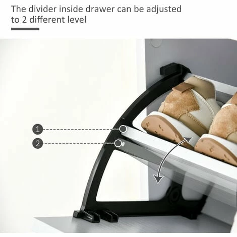 HOMCOM High Gloss Shoe Cabinet w/ 4 Drawers Shoe Storage Organizer for 18 Pairs