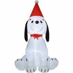 HOMCOM 6ft Inflatable Christmas Puppy Dog Wearing Santa Hat Built-in LED Light