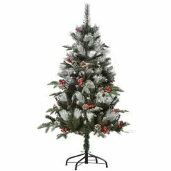 HOMCOM 4FT Artificial Snow Dipped Christmas Tree Xmas Holiday Pencil Tree Green