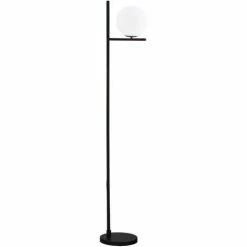 HOMCOM Modern Floor Lamp Metal Frame Sphere Reading Light W/ Pedal Switch Black
