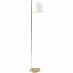 HOMCOM Modern Floor Lamp Metal Frame Sphere Reading Light W/ Pedal Switch Gold
