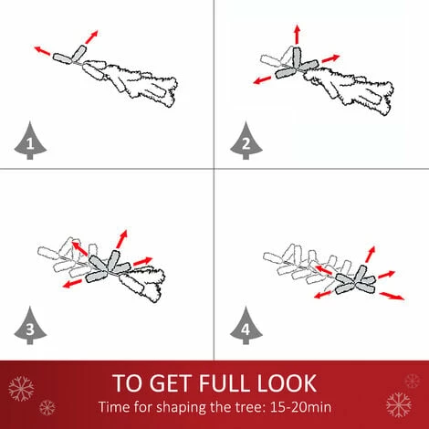 HOMCOM 6FT Prelit Snow Flocked Christmas Tree w/ Light, Xmas Decoration Green