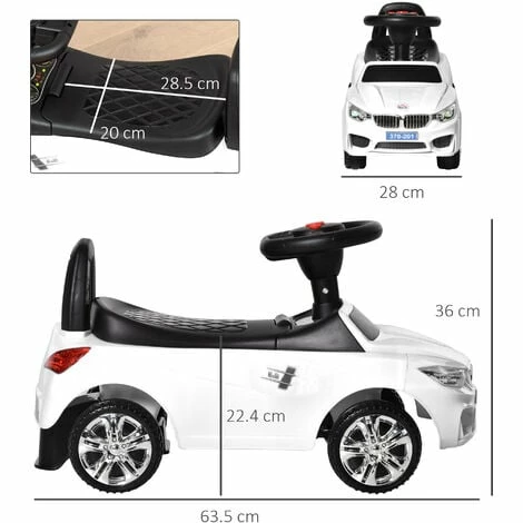 HOMCOM Ride on Car Baby Toddler Walker Foot to Floor Sliding Car Slider White
