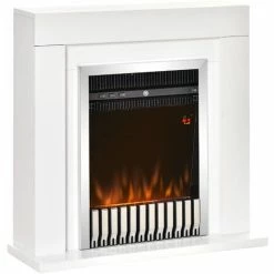 HOMCOM 1kW/2kW Electric Fireplace Suite W/ Remote Control Timer Safe Cut-Off