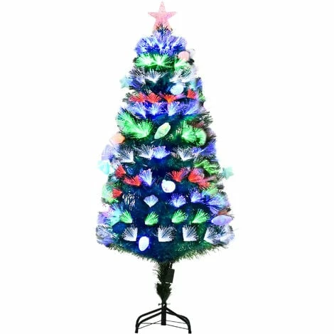 HOMCOM 5FT Pre-Lit Artificial Christmas Tree w/ Fibre Optic LED Light Decoration