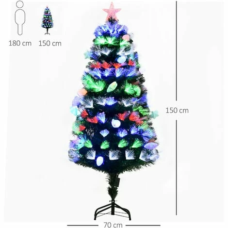 HOMCOM 5FT Pre-Lit Artificial Christmas Tree w/ Fibre Optic LED Light Decoration