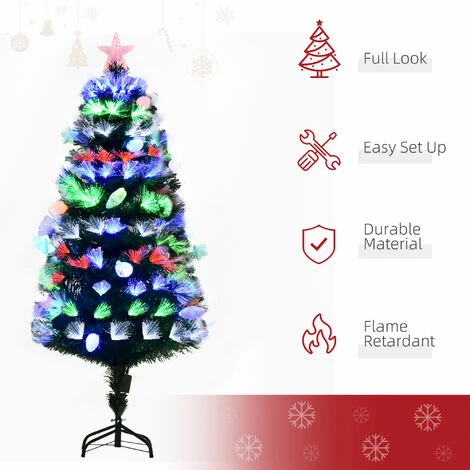 HOMCOM 5FT Pre-Lit Artificial Christmas Tree w/ Fibre Optic LED Light Decoration