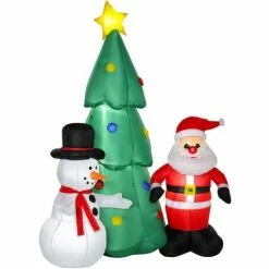 HOMCOM 6ft Christmas Inflatable Tree Santa Claus Snowmen W/ LED Lights Outdoor Indoor