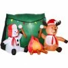 HOMCOM 3.5FT Inflatable Christmas Snowman Deer Decoration W/ Lights Outdoor Party