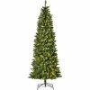 HOMCOM 7FT Prelit Pencil Christmas Tree W/ LED Light, Berry, Xmas Decoration