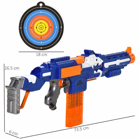 HOMCOM Toy Automatic Foam Blaster Gun Shooter 20 EVA Refill Darts for 8-12 Year