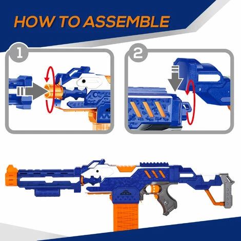 HOMCOM Toy Automatic Foam Blaster Gun Shooter 20 EVA Refill Darts for 8-12 Year