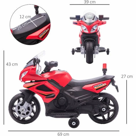 HOMCOM Kids 6V Electric Pedal Motorcycle Ride-On Toy Battery 18-36 months Red