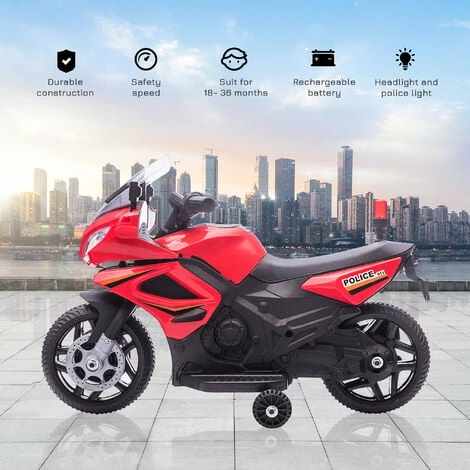 HOMCOM Kids 6V Electric Pedal Motorcycle Ride-On Toy Battery 18-36 months Red