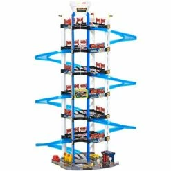 HOMCOM 7-Level Garage Toy Parking Lot Dual Race Track W/ Electric Elevator