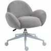 HOMCOM Fluffy Leisure Chair Office Chair With High Back Armrest Wheels Grey