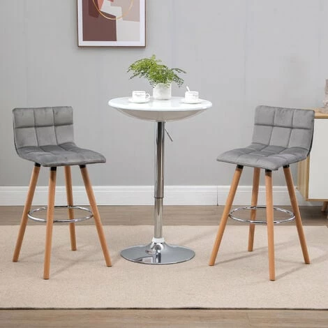 HOMCOM Bar stool Set of 2 Armless Upholstered Counter Height Bar Chairs Grey