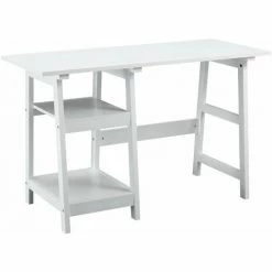 HOMCOM Computer Writing Desk W/ Shelf PC Workstation For Home Office White