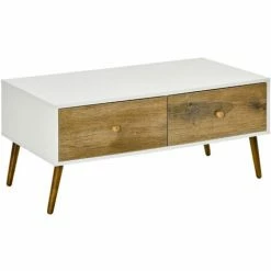 HOMCOM Coffee Table W/ 4 Drawers For Reception Room, TV Table, Functional Table