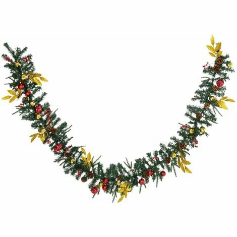 HOMCOM 2.7M Artificial Christmas Garland Pine Cones Decorations Seasonal Style