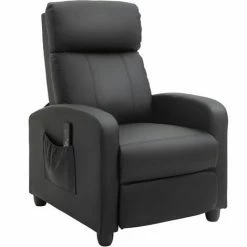 HOMCOM Recliner Sofa Chair PU Leather Massage Armcair W/ Remote Control, Black