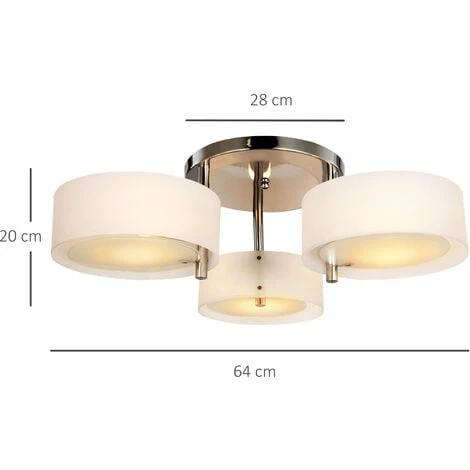 HOMCOM Acrylic Lamp Ceiling Light Pendant Chandelier with 3 Lights Chrome Finish