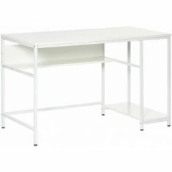 HOMCOM Home Woskstation Computer Writing Study Desk Table W/ Shelf White
