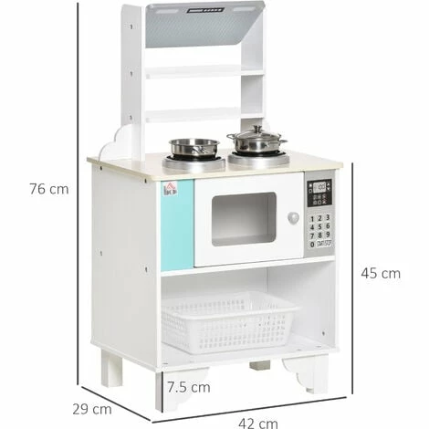 HOMCOM Kids Kitchen Play Cooking Toy Set Educational Pretend Role 3-6 Yrs