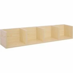 HOMCOM Wooden Wall-Mounted Storage Media Display Shelf Center Rack, Natural