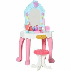 HOMCOM 20 PCS Kids Dressing Table Set, W/ Beauty Kit, Music, Light, For 3-6 Year