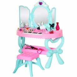 HOMCOM 2 In 1 Kids Vanity Dressing Table Play Set 13 Key Piano Keyboard Aged 3-6