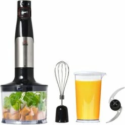 HOMCOM Hand Blender 1000W W/ Measuring Jug Egg Whisk Grinder Bowl Beaker