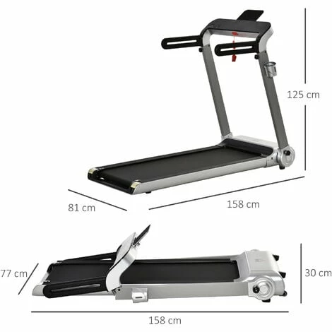 HOMCOM Folding Treadmill 2HP Electric Motorised Running Machine w/ LED Display