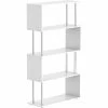 HOMCOM Wooden Storage Display Unit Bookshelf Bookcase Dividers S Shaped White
