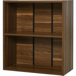 HOMCOM Wood Wooden 2 Tier Storage Unit Shelf Bookshelf Bookcase Cupboard Cabinet Walnut