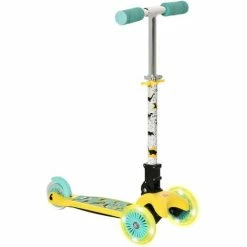 HOMCOM Kids 3 Wheel Scooter Foldable Toddler Kick Scooter Adjustable Height LED Flashing Wheels For Boys And Girls 3-8 Years Yellow
