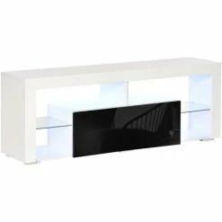 HOMCOM 140cm TV Stand Cabinet High Gloss TV Stand Unit W/ LED RGB Light Storage