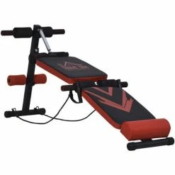 HOMCOM Multifunctional Sit Up Bench Foldable Fitness Equipment W/ Elastic Rope