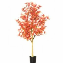 HOMCOM Artificial Realistic Red Maple Tree Faux Plant For Indoor Décor, 135cm