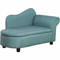 HOMCOM Kids Sofa Toddler Armchair Children Chair W/ Storage For Bedroom Blue