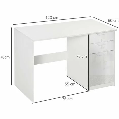 HOMCOM Computer Desk w/ Drawers Modern Writing Workstation for Home Office