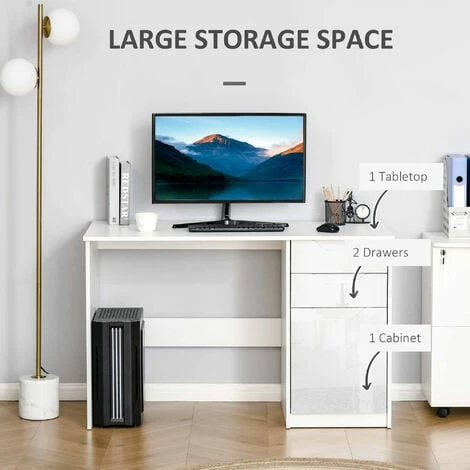 HOMCOM Computer Desk w/ Drawers Modern Writing Workstation for Home Office