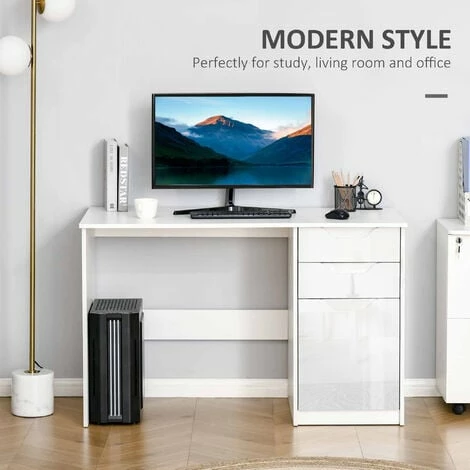 HOMCOM Computer Desk w/ Drawers Modern Writing Workstation for Home Office